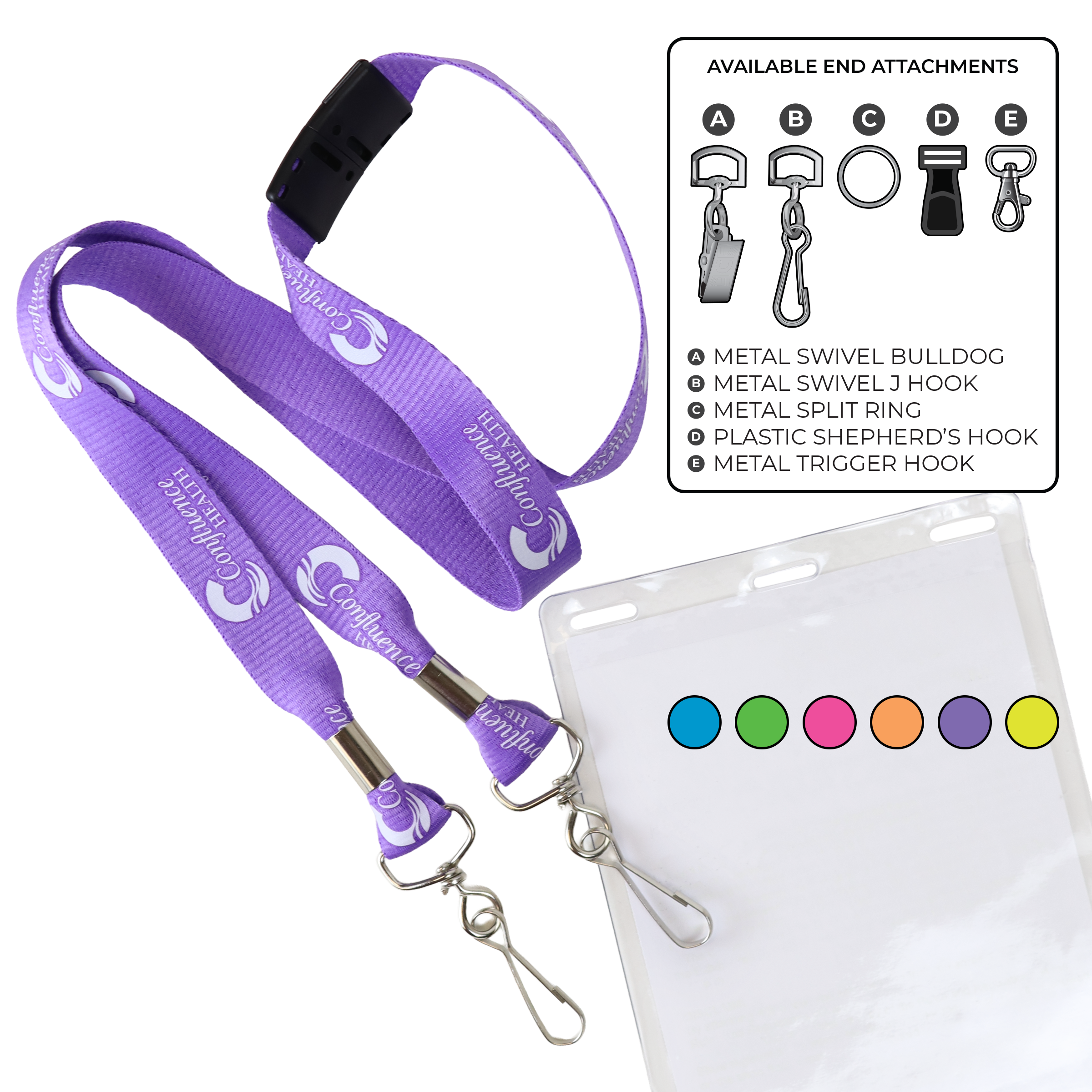 BHN013 | 3/4" Neon MicroWeave Silkscreen Lanyards :: DOUBLE ENDED