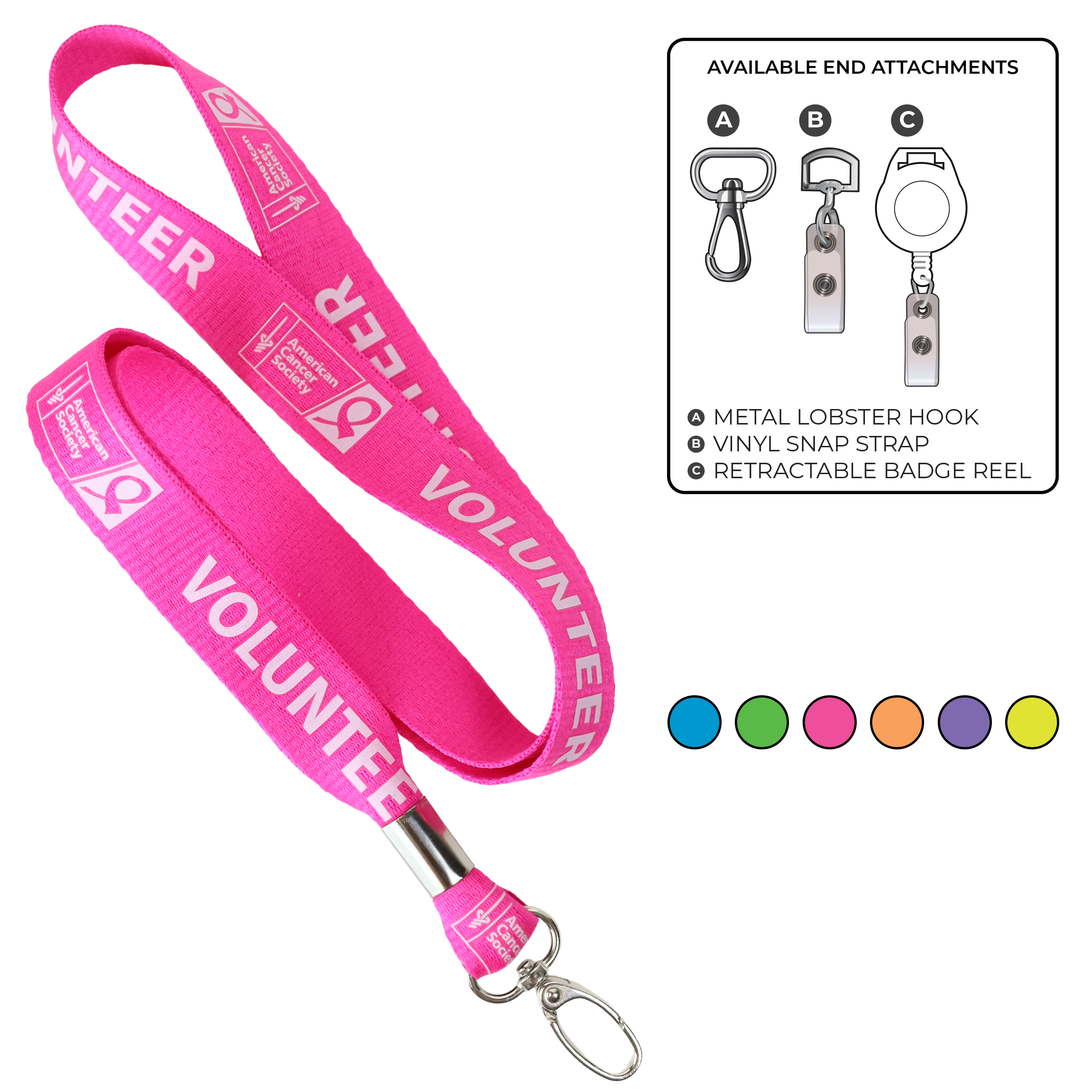 BHN013 | 3/4" Neon MicroWeave Silkscreen Lanyards :: NON-STANDARD END ATTACHMENTS