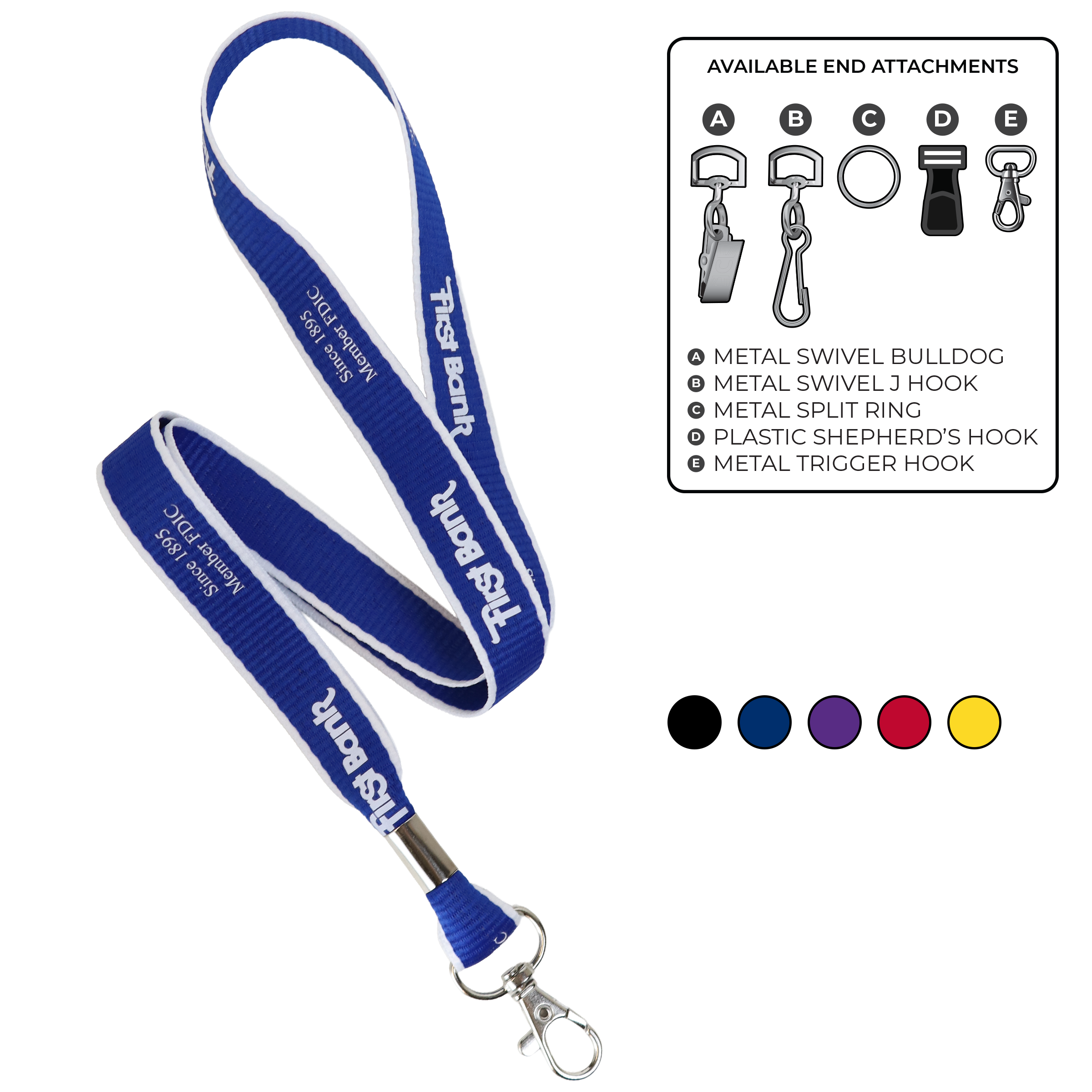 BHW014 | 1" White Border Silkscreen Lanyards