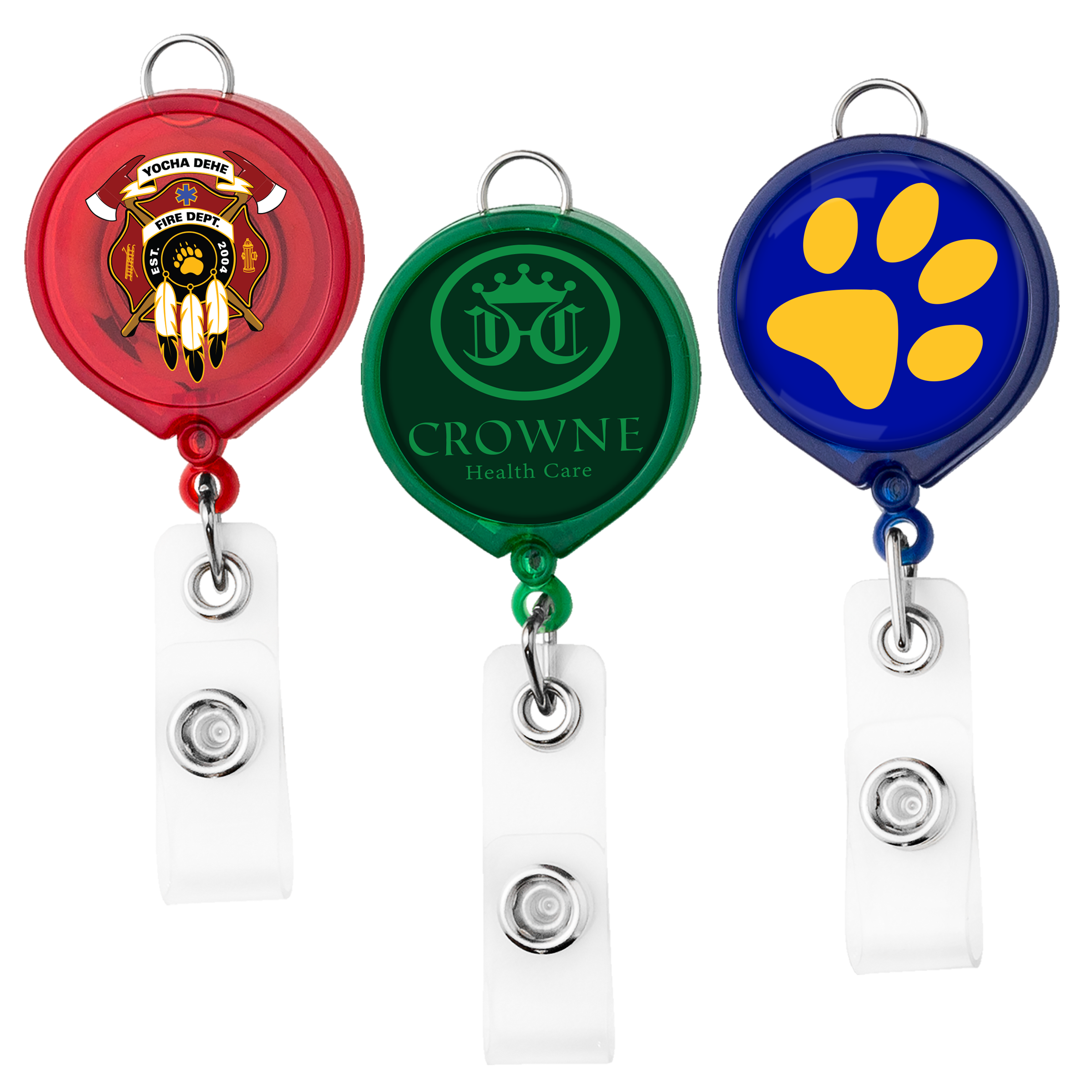 TBH30 | Translucent Large Face Badge Reel with Lanyard Attachment