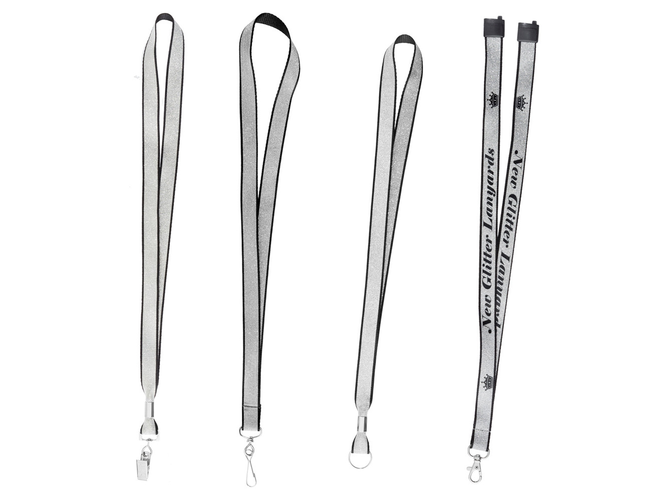 BH0077: 3/4″ Silver Glitter Silk Screen Lanyard