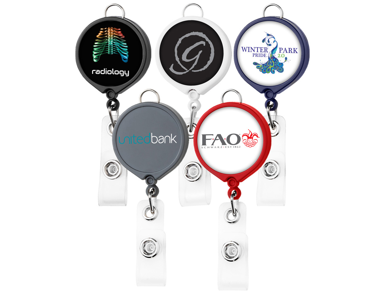 BH30:  Opaque Large Face Badge Reel with Lanyard Attachment