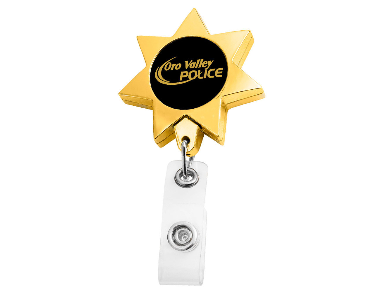 BH911GD:  Gold Seven Point Star Badge Reel