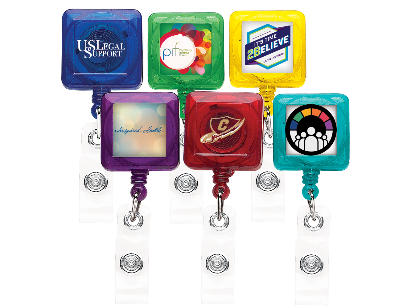TBHS40: “Better” Square Badge Reel (translucent colors)