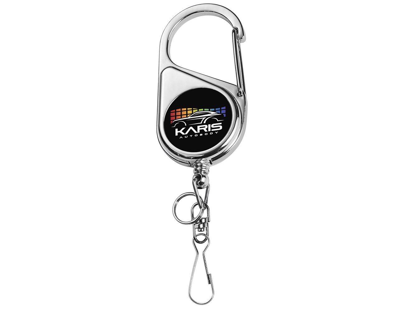 BH69CH: Chrome Heavy Duty Carabiner Badge Reel - Devara