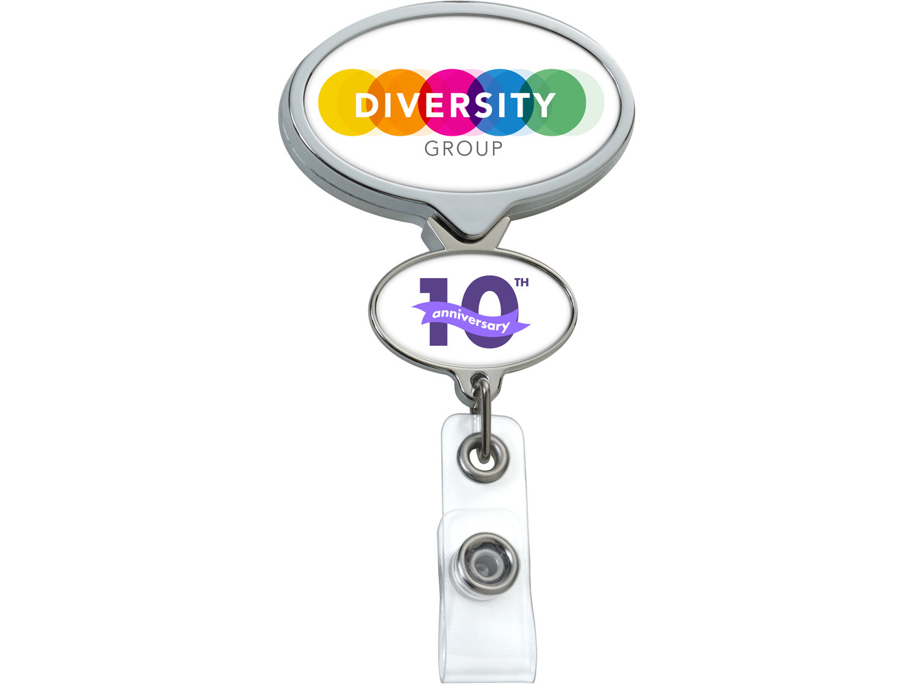 BHD66CH:  Chrome Double Up Oval Badge Reel