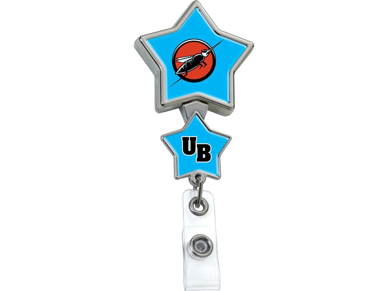 BHD86CH:  Chrome Double Up Star Badge Reel