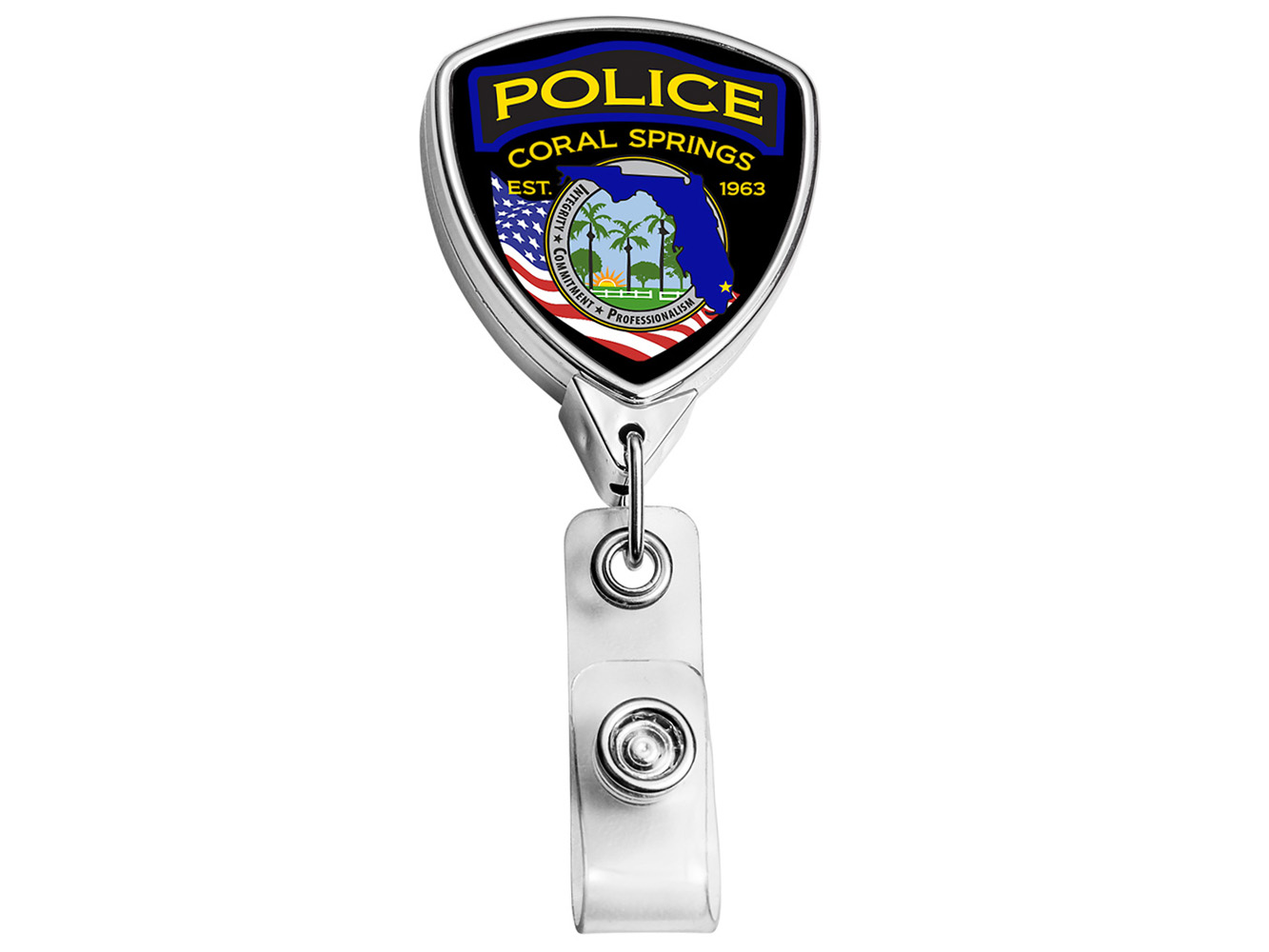 BH37CH:  Chrome Shield Badge Reel