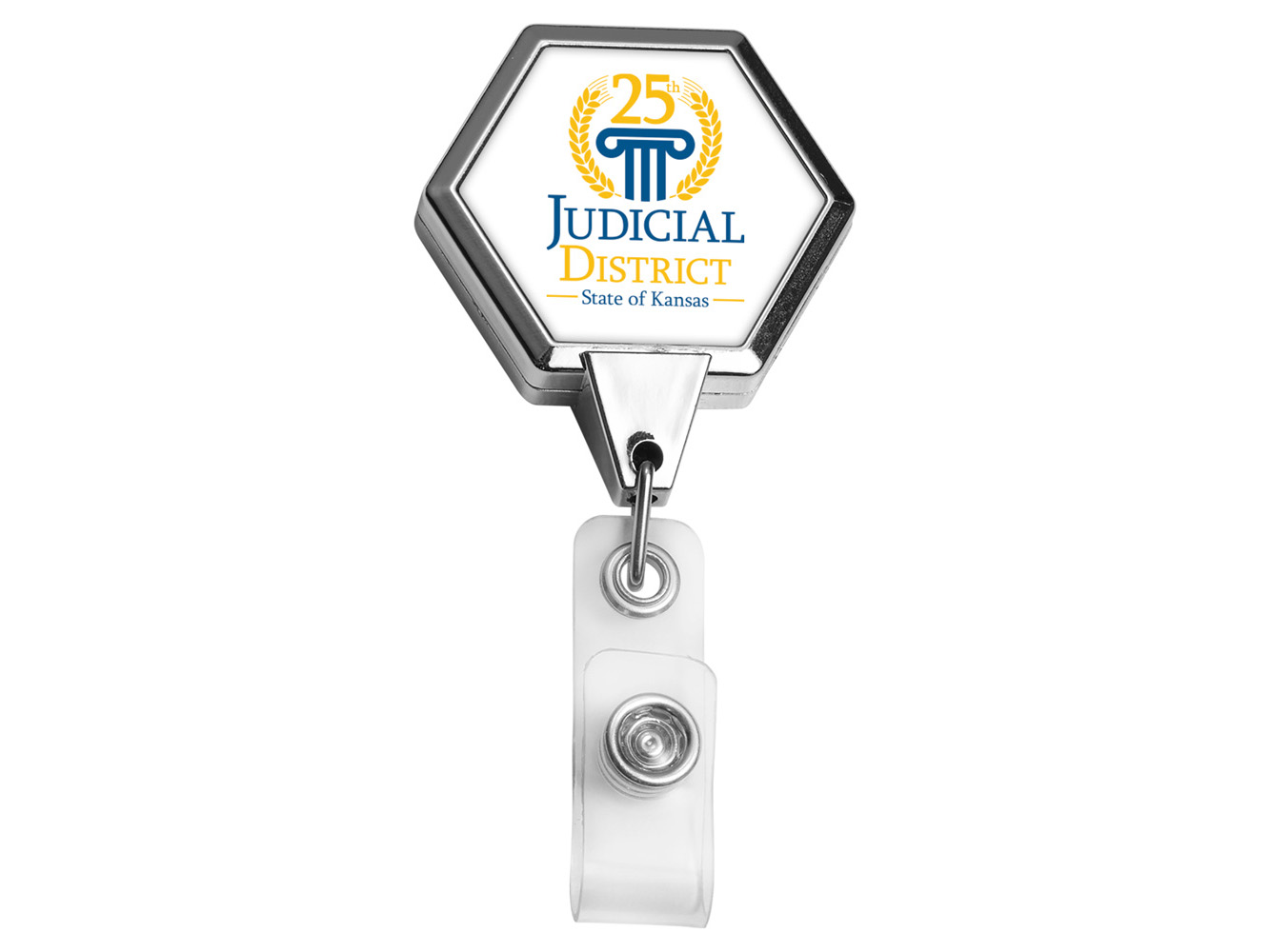 BH39CH:  Chrome JUMBO Hexagon Badge Reel