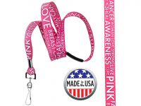 BHBCA02: 5/8" Pre-decorated Breast Cancer Awareness Lanyards