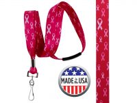 BHBCA06: 5/8" Pre-decorated Breast Cancer Awareness Lanyards