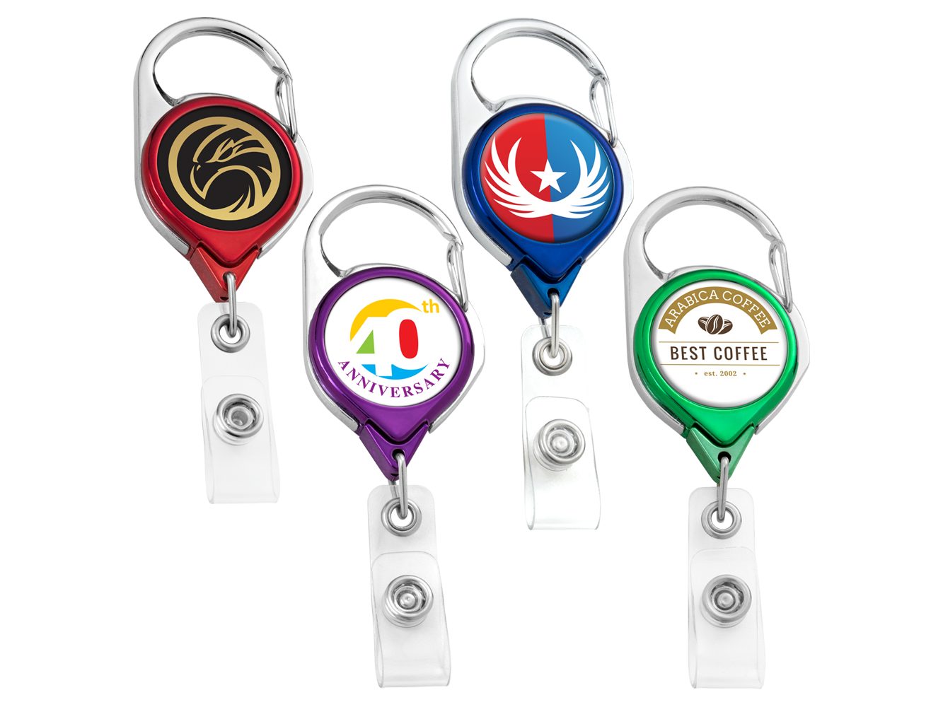 BH68CHCL: Color Chrome Carabiner Badge Reel with Belt Clip