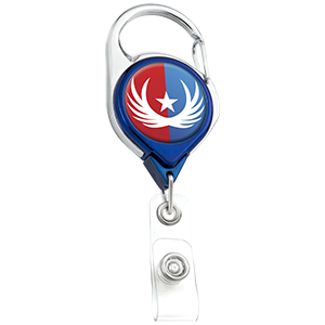 BH68CHCL: Color Chrome Carabiner Badge Reel with Belt Clip