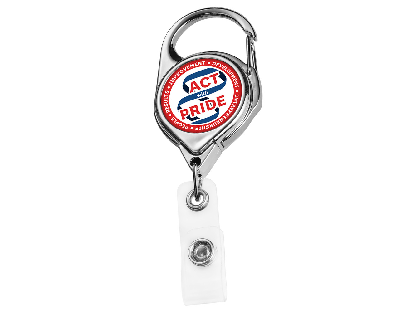 BH68CH:  Chrome Carabiner Badge Reel with Belt Clip