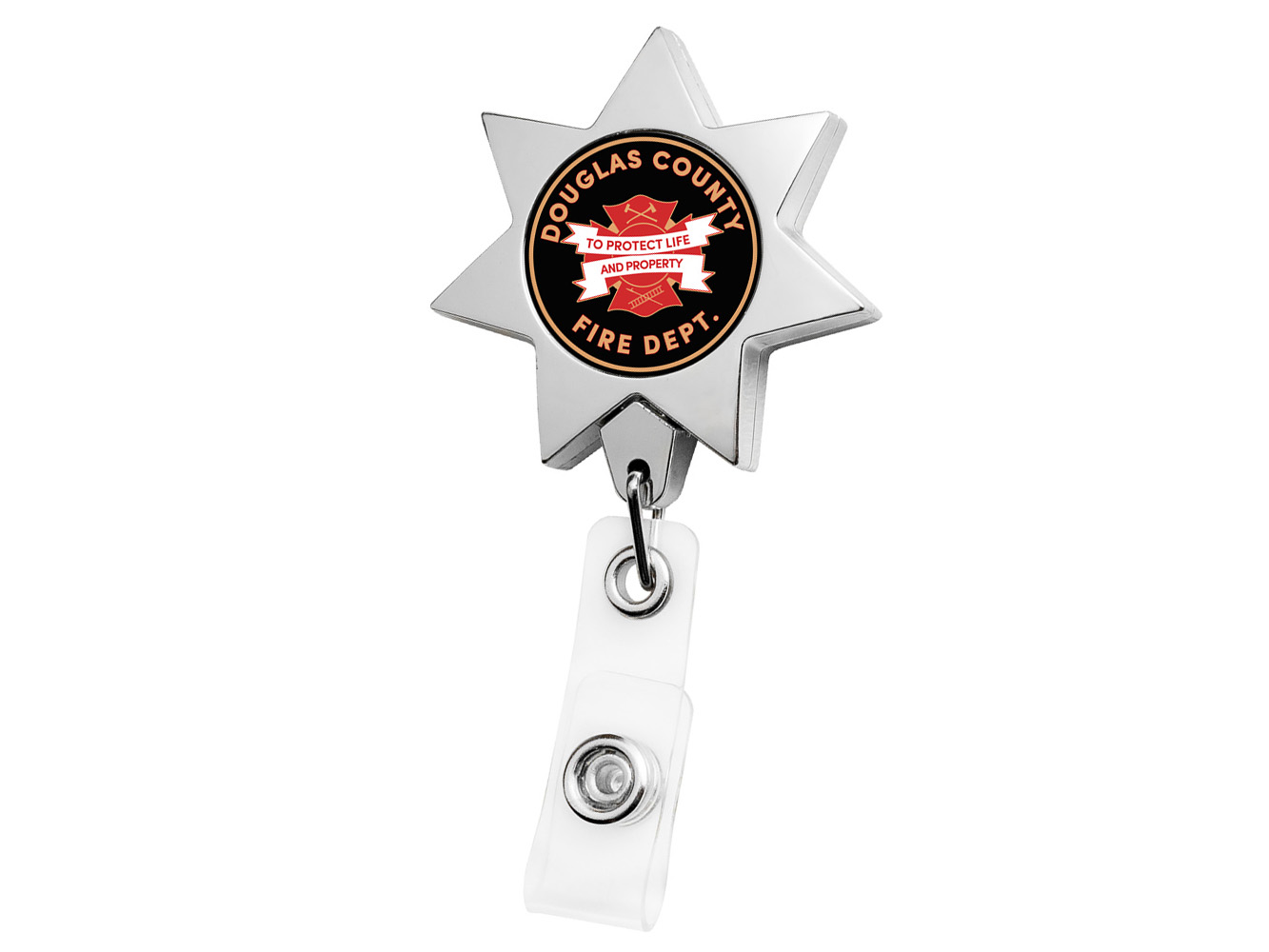 BH911CH:  Chrome Seven Point Star Badge Reel