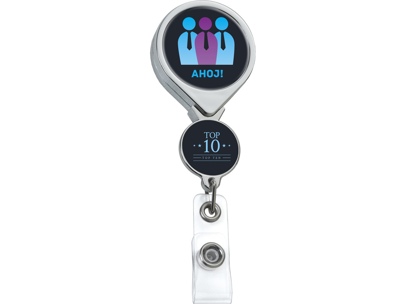 BHD44CH:  Chrome Double Up Round Badge Reel