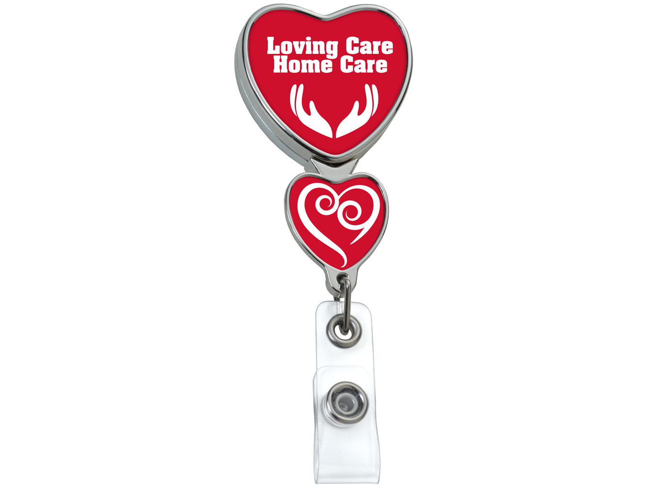 BHD85CH: Chrome Double Up Heart Badge Reel
